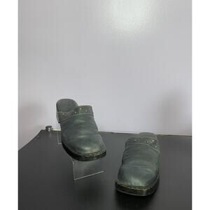 Born Leather Studded Mules Blue Size 9